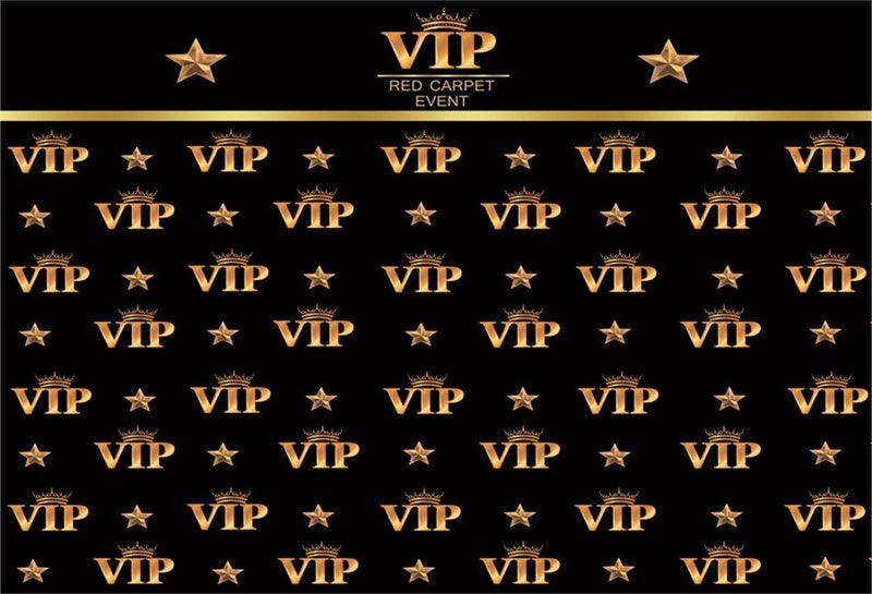 AOFOTO 10x7ft VIP Backdrop Red Carpet Party Decorations Photography Backdrops Black Gold Movie Theme VIP Star Stage Background Celebrity Prom Film Premiere Award Ceremony Birthday Photo Studio Props - Image 1